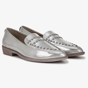 Blowfish Malibu Harper loafer metallic silver, slip-on shoe stacked heel Size 8